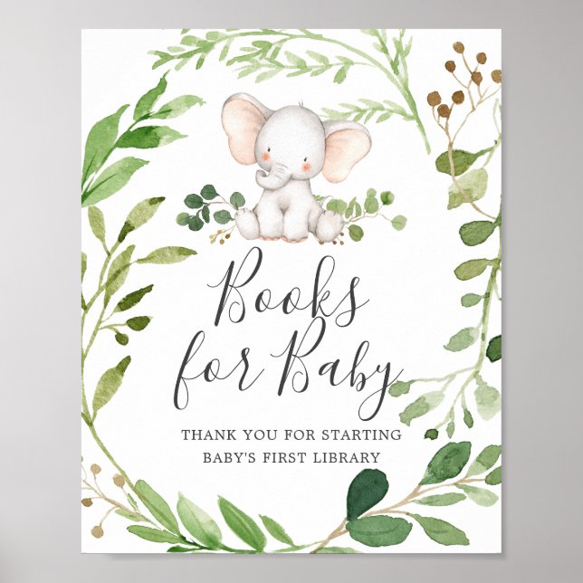 Elephant Baby Shower Books For Baby Sign (Front)