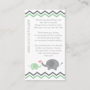 Elephant Baby Shower Bring a Book Insert   Green