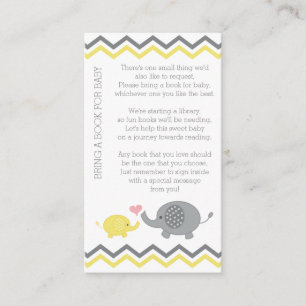 Elephant Baby Shower Bring a Book Insert Yellow