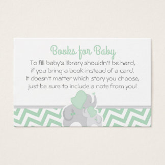 Elephant Baby Shower Bring a Book Mint Green Grey