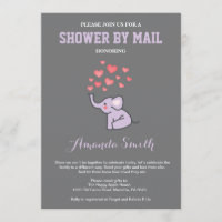 Elephant Baby Shower by Mail Purple and Grey