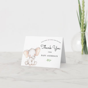 Elephant Baby Shower by Mail Thank You Note Card