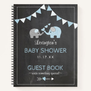 Elephant Baby Shower Chalkboard Look Guest Book  