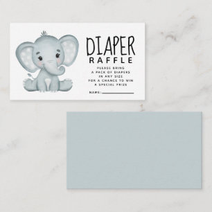 Elephant Baby Shower Diaper Raffle Enclosure Card