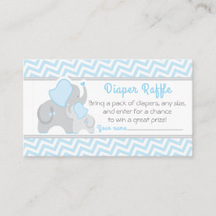 Elephant Baby Shower Diaper Raffle Ticket Blue Enclosure Card