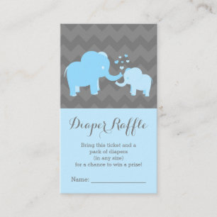 Elephant Baby Shower Diaper Raffle Ticket Blue Enclosure Card