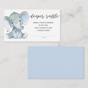 Elephant Baby Shower Diaper Raffle Ticket (Blue) Enclosure Card