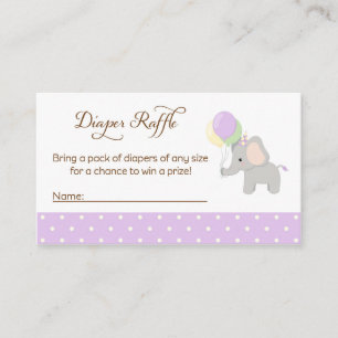 Elephant Baby Shower Diaper Raffle Tickets Enclosure Card