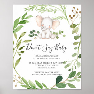Elephant Baby Shower Don't Say Baby Sign