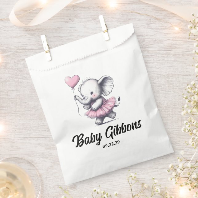 Elephant Baby Shower Favour Bag (Clipped)