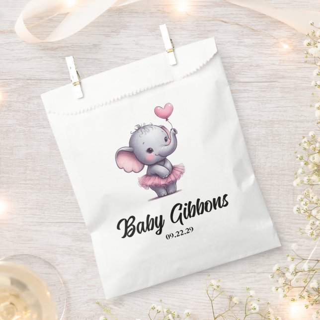 Elephant Baby Shower Favour Bag (Clipped)