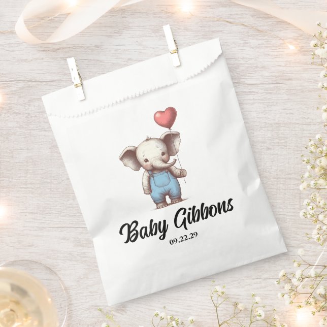 Elephant Baby Shower Favour Bag (Clipped)