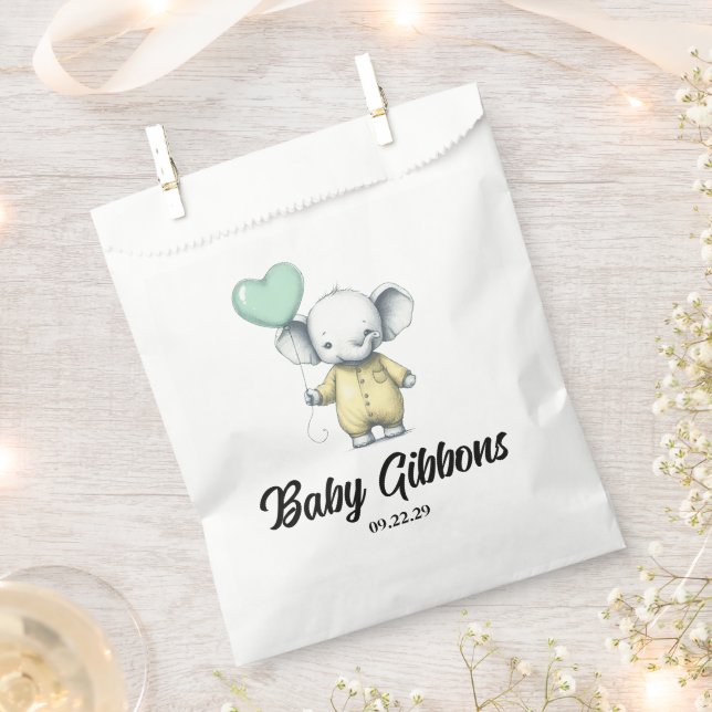 Elephant Baby Shower Favour Bag (Clipped)