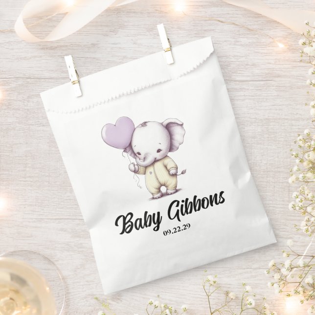Elephant Baby Shower Favour Bag (Clipped)