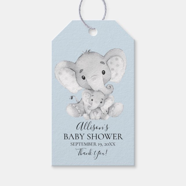 Elephant Baby Shower Favour Gift Tag (Front)