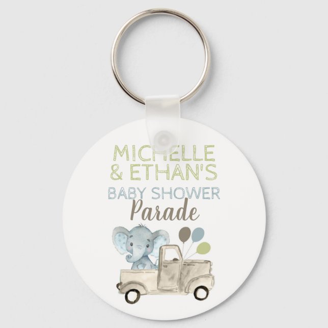 Elephant Baby Shower Favour Key Ring (Front)