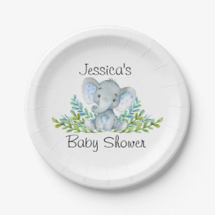 Elephant Baby Shower, First Birthday Party Paper Plate