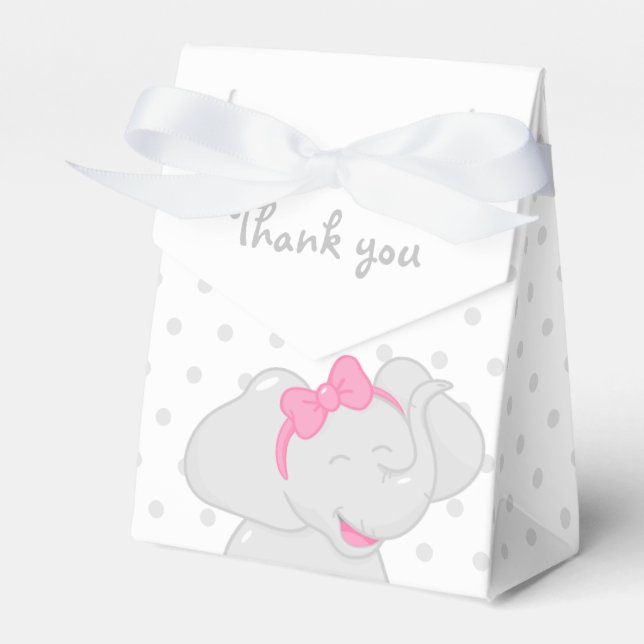 Elephant Baby Shower Girl  💗 🐘 Favour Box (Front Side)