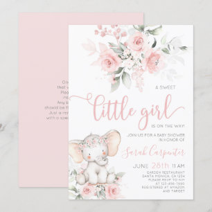 Elephant Baby Shower Girl Invitation