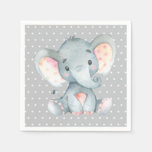 Elephant Baby Shower Grey Napkins