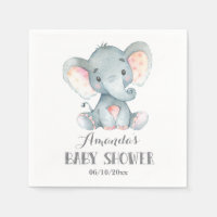 Elephant Baby Shower Grey Napkins