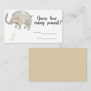 Elephant - baby shower guess how many peanut enclosure card