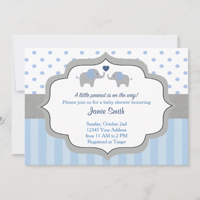 Elephant Baby Shower Invitation (Front)