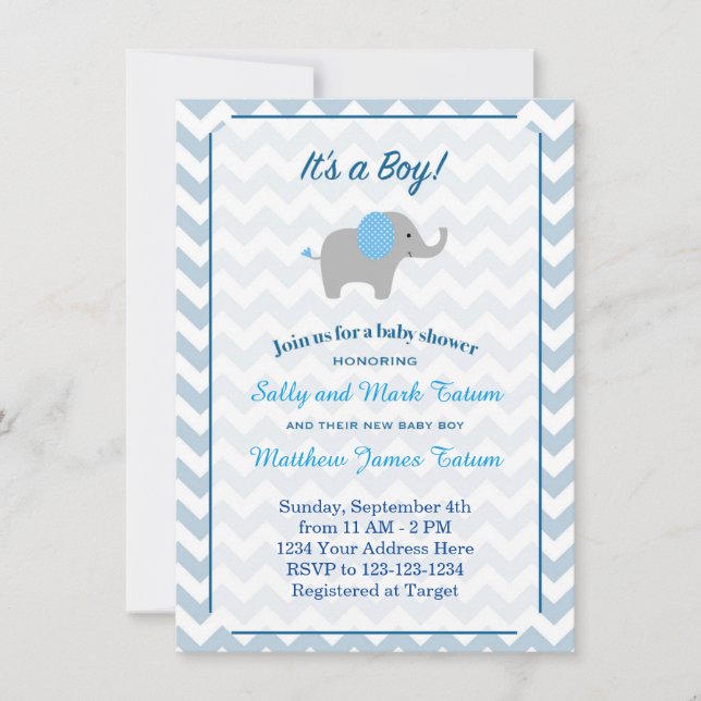 Elephant Baby Shower Invitation (Front)
