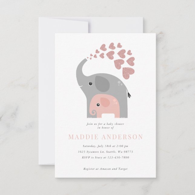 Elephant Baby Shower Invitation (Front)