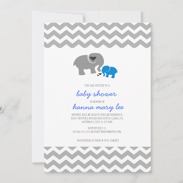 Elephant Baby Shower Invitation (Front)