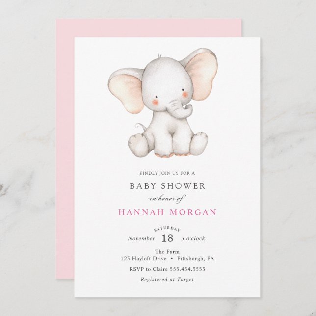 Elephant Baby Shower invitation (Front/Back)