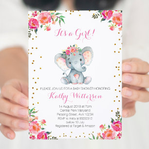 Elephant baby shower invitation