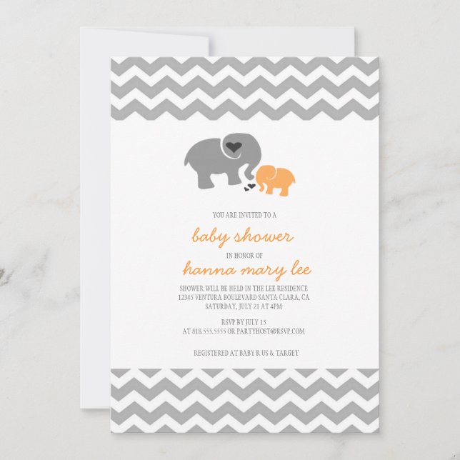 Elephant Baby Shower Invitation (Front)