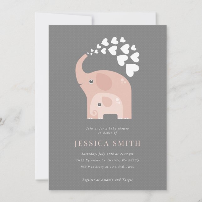 Elephant Baby Shower Invitation (Front)