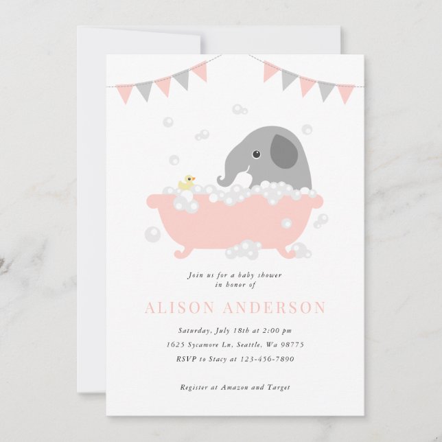 Elephant Baby Shower Invitation (Front)