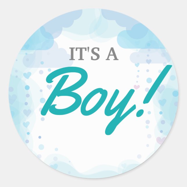 Elephant Baby Shower Invitation, Boy Baby Shower Classic Round Sticker (Front)