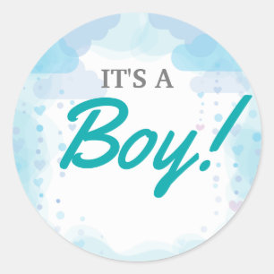 Elephant Baby Shower Invitation, Boy Baby Shower Classic Round Sticker