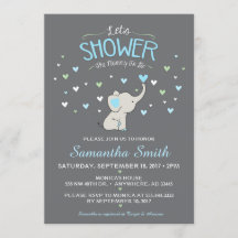 Elephant Baby Shower Invitation, Boy Baby Shower
