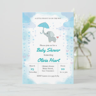 Elephant Baby Shower Invitation, Boy Baby Shower Invitation