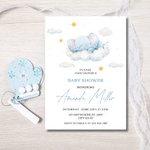 Elephant Baby Shower Invitation, Boy Baby Shower Invitation