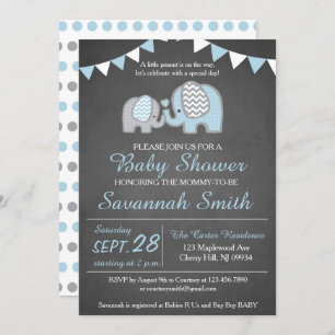 Elephant Baby Shower Invitation Boy - Chalkboard