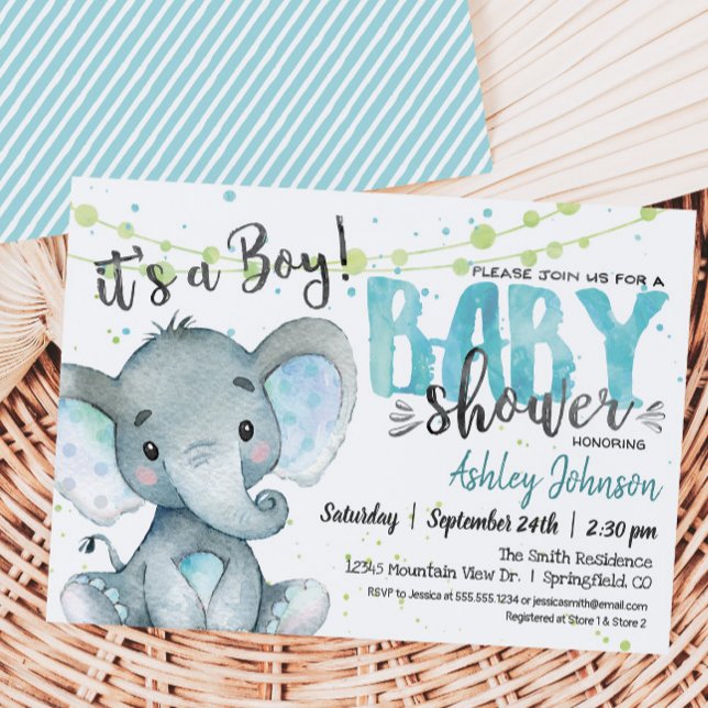 Elephant Baby Shower invitation, Boy Invitation (Creator Uploaded)