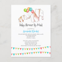 Elephant Baby Shower Invitation By Mail White