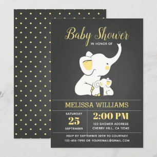 Elephant Baby Shower Invitation Chalkboard Neutral