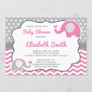 Elephant Baby Shower Invitation, Editable Colour Invitation