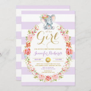 Elephant Baby Shower Invitation Floral Boho Shower