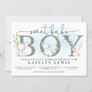 Elephant Baby Shower Invitation for a Boy