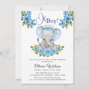 Elephant Baby Shower Invitation for Boy – “Oh Boy!