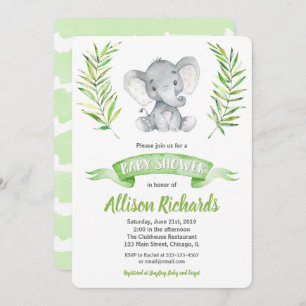 Elephant baby shower invitation gender neutral