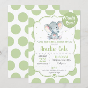 Elephant Baby Shower Invitation Gender Reveal